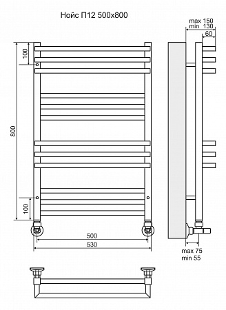 Нойс П12 500х800 Полотенцесушитель  TERMINUS Владикавказ - фото 3