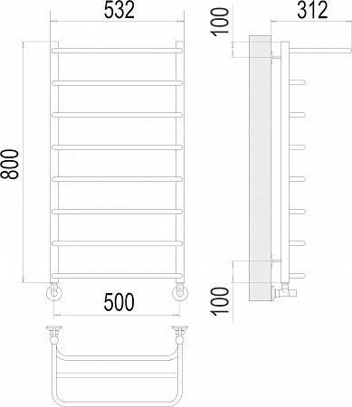 Полка П8 500х800  Полотенцесушитель  TERMINUS Владикавказ - фото 3