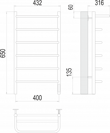 Полка П6 400х650 Электро (quick touch) Полотенцесушитель  TERMINUS Владикавказ - фото 3