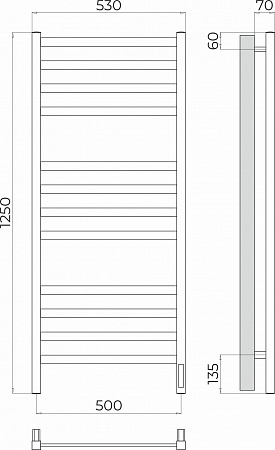 Ното П12 500х1250 Электро (quick touch) Полотенцесушитель TERMINUS Владикавказ - фото 3