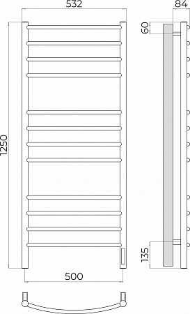 Классик П12 500х1250 Электро (quick touch) Полотенцесушитель TERMINUS Владикавказ - фото 3