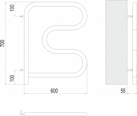 Электро 25 F-обр 600х600 поворотный Полотенцесушитель TERMINUS Владикавказ - фото 3