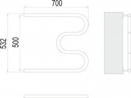 М-обр AISI 32х2 500х700 Полотенцесушитель  TERMINUS Владикавказ - фото 3