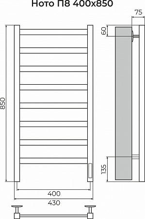Ното П8 400х850 Электро (quick touch) Полотенцесушитель TERMINUS Владикавказ - фото 3
