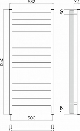 Аврора П12 500х1250 Электро (quick touch) Полотенцесушитель TERMINUS Владикавказ - фото 3
