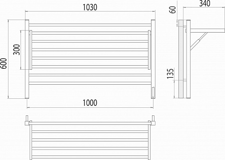 Горизонт П8 1000х600 электро КС ЧЕРНЫЙ МУАР (sensor quick touch) Полотенцесушитель TERMINUS Владикавказ - фото 5